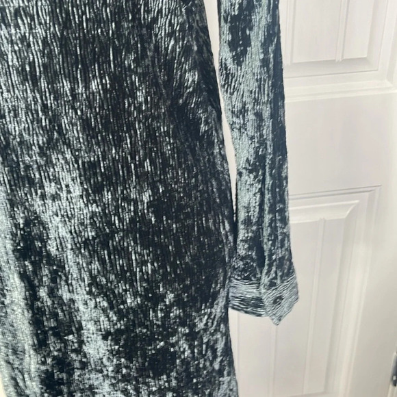 SOFT SURROUNDINGS Women's Maxime Soft Velvet Crinkle Shirt Dress Size PM/Blue - Picture 6 of 12